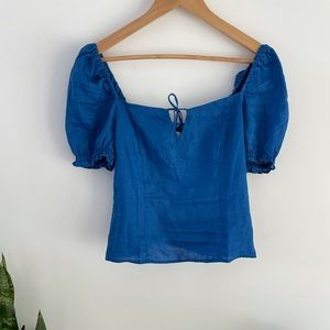 H &M summer blouse, cap sleeves with front tie